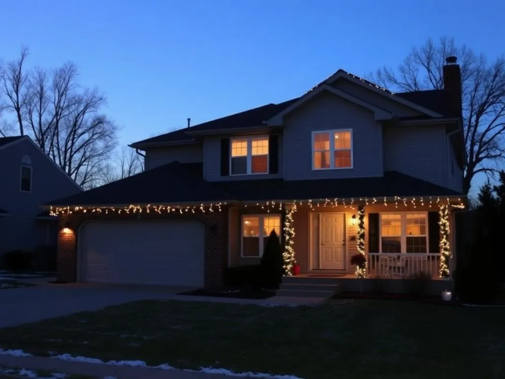 Real Pensacola-area home at dusk before WAHOO! Christmas light installation